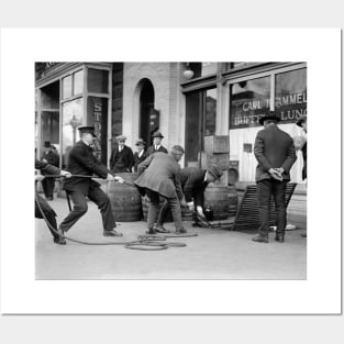 Police Seizing Bootleg Liquor, 1923. Vintage Photo Posters and Art